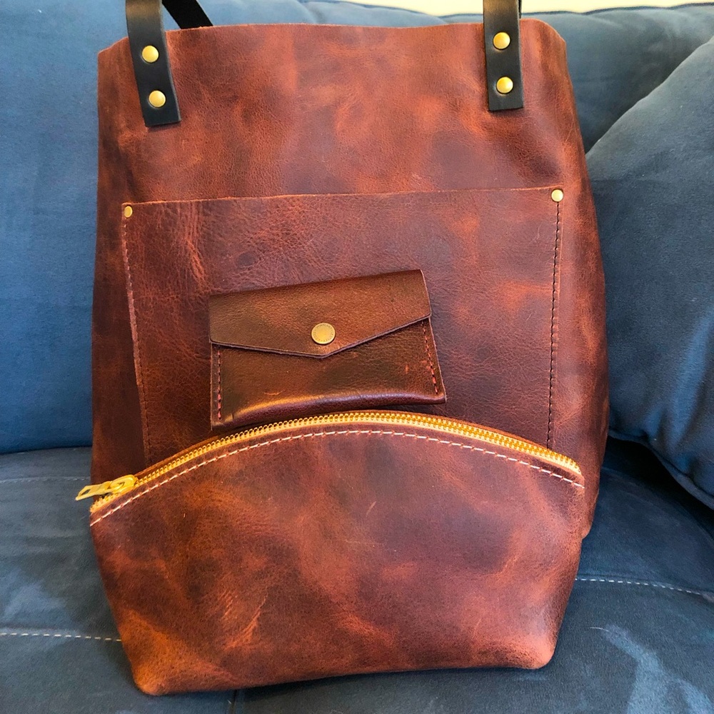 🦄🦄 Portland Leather Goods Medium Lava Tote w/ Matching Accessories (UNICORN!)